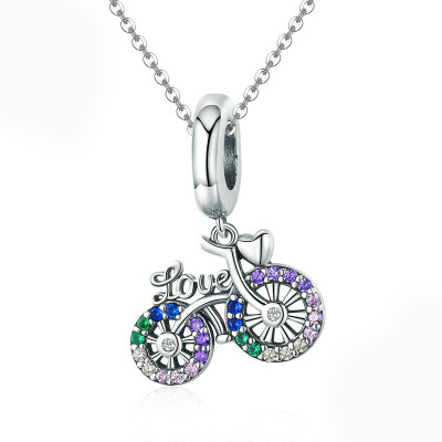 Love Is A Journey Stirling Bicycle Silver Necklace