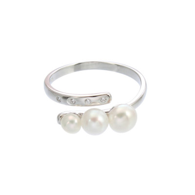 Pearls Lined Stirling Silver Women's Ring
