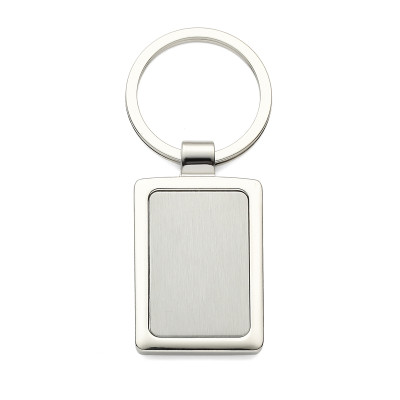 Pack of 10 Custom Engraved Two Tone Silver Satin Keychain - Rectangle