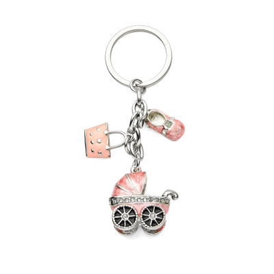 Personalized Baby Carriage Charm Shoe Keychain