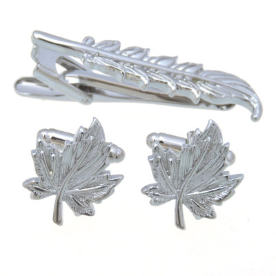 Maple Leaf Cufflinks and Tie Clip Gift Set for Men - More Colors