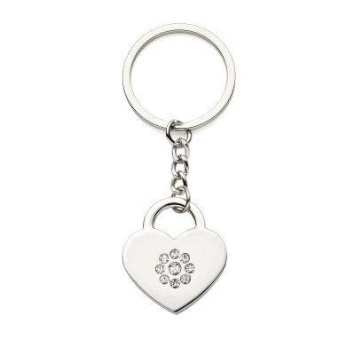 10 Pack Bling Rhinestone Heart Personalized Key Chains Favors