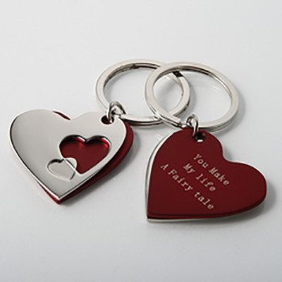 10 Pack Personalized Layered Heart Keychain Gift for Love