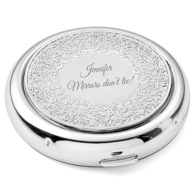 Personalized Floral Compact Purse Makeup Mirror for Birthday Present