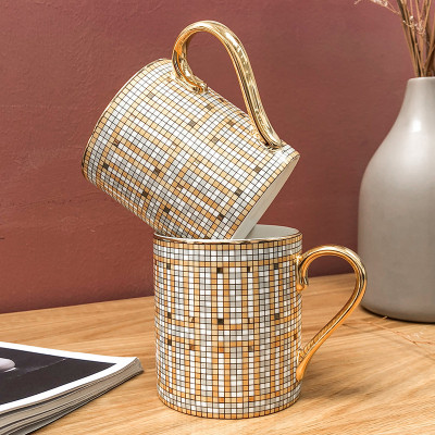 Gold Trim Mosaic Mug