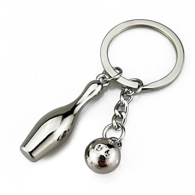 10 Pack Engraved Personalized Bowling Pin Ball  Keychain