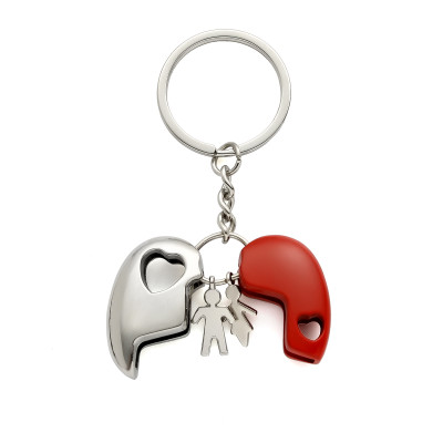 Personalized Couples Heart Keychain - His & Hers Engraved Keyring