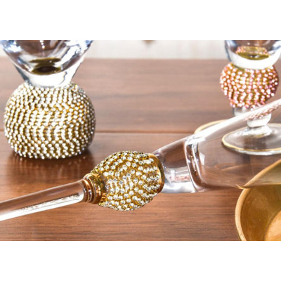 Rhinestone Gold Rim Design Wine Glass