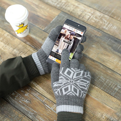 Knit Wool Touchscreen Gloves with Fleece Lining