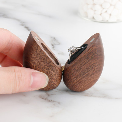 Walnut Heart Secret Ring Box