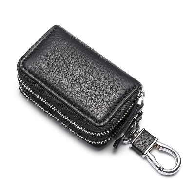 Cowhide Leather Zipper Car Key Case Holder