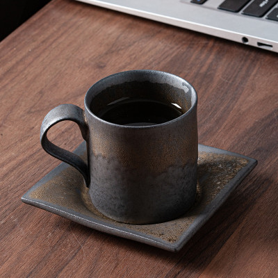 Rustic Coffee Mug and Saucer Set