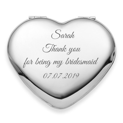 Personalized Heart Shaped Compact Mirror for Favors