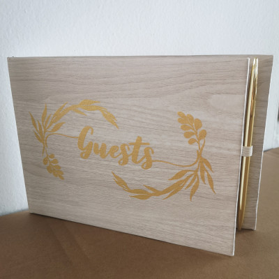 Gold Foil Rustic Guestbook & Pen Set for All Events