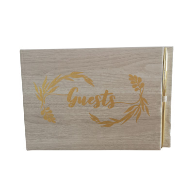 Gold Foil Rustic Guestbook & Pen Set for All Events