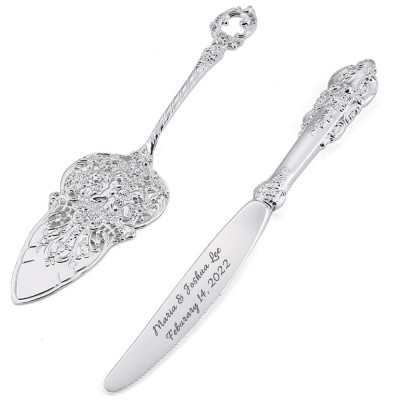 Personalized Silver Plated Royal Wedding Cake Knife and Server Set