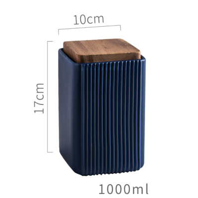 Vertical Stripe Ceramic Food Storage Canister
