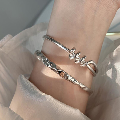 Polished Stirling Silver Bangle Bracelets Set