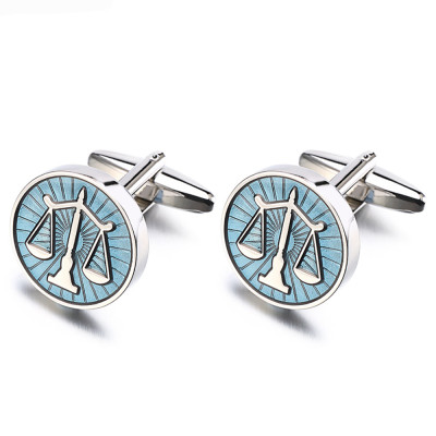 Legal Scales on Blue Law Cufflinks with Personalized Gift Box