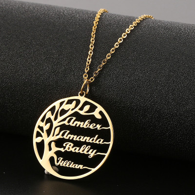 Personalized Family Names Tree of Life Necklace