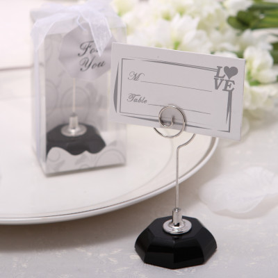 Place Card Holders with Octagon-Shaped Crystal Base