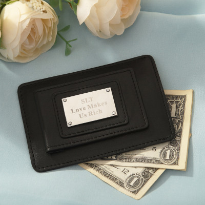 Personalized Genuine Leather Money Clip Wallet for Men