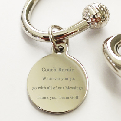 Custom Golf Gift Silver-Plated Personalized Keyring