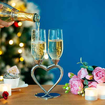Split Heart Personalized Wedding Champagne Toasting Flutes Set