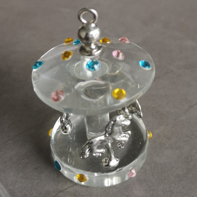 Crystal Christmas Carousel Figurine Ornament