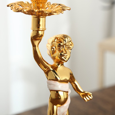 Set of 2 Boy Putto Putti Vintage Taper Candle Holders, Renaissance Baroque Style Baby Angel Candlestick Holder Home Décor
