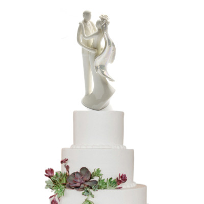 Wedding Cake Topper - Pearl Color Bride Groom Couple Topper