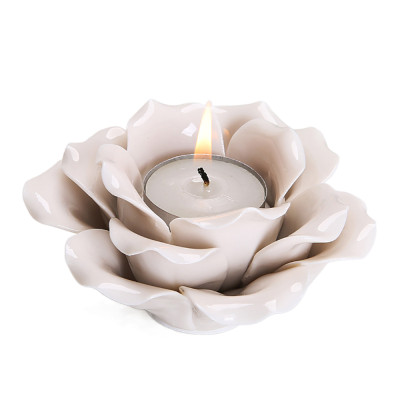 Ceramic Rose Flower Tealight Candle Holders