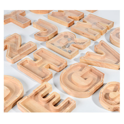 Personalized Wooden Alphabet Letter Coin Banks - A to Z Initials for Nursery or Child's Bedroom Decor