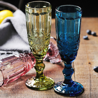 Vintage Glass Stemware Champagne Flutes Set of 2