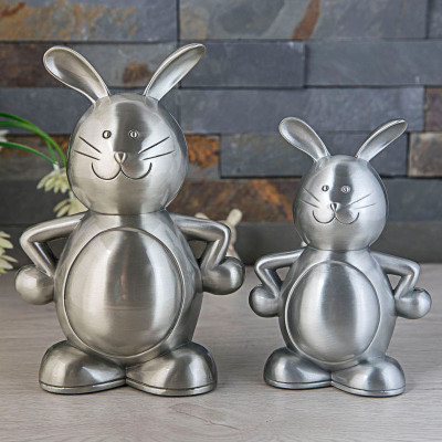 Engraved Pewter Bunny Money Bank