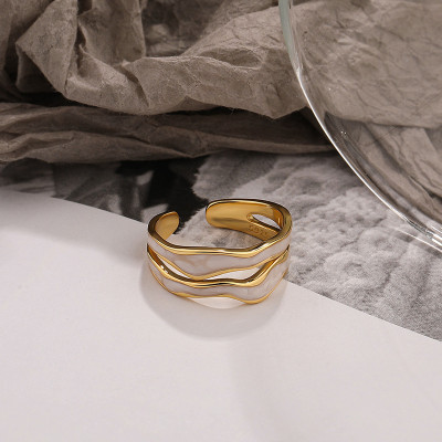 Irregular Enameled Sterling Silver Ring