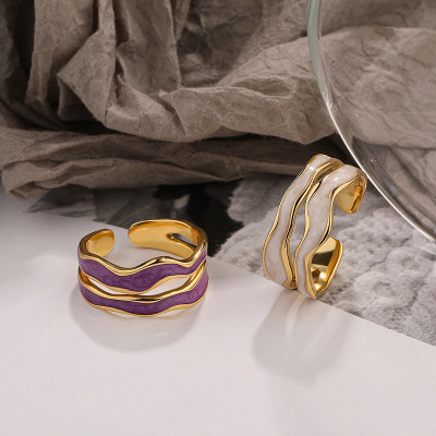 Irregular Enameled Sterling Silver Ring