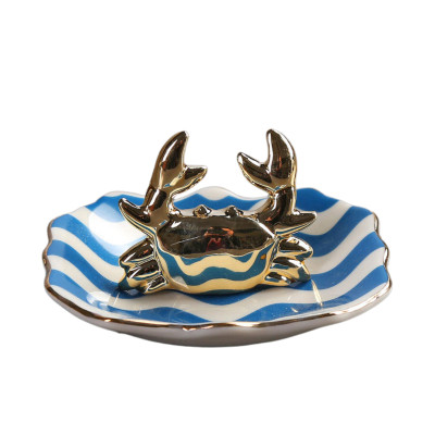 Nautical Themed Ring Holder with Crab Ship Wheel Anchor Jewelry Organizer