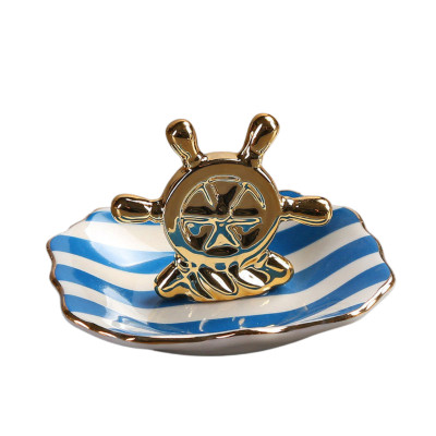 Nautical Themed Ring Holder with Crab Ship Wheel Anchor Jewelry Organizer