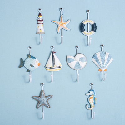 Beach Theme Towel Coat Hat Key Wall Hook Hangers Set of 9 Assorted
