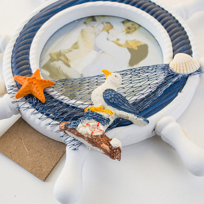 Nautical Ship Wheel Photo Place Card Frame