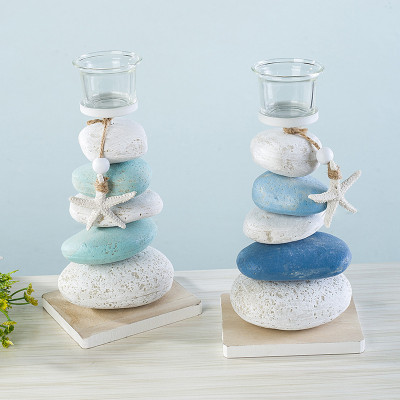 Beachy Tealight Candle Holder Centerpiece 8 3/10 Inch