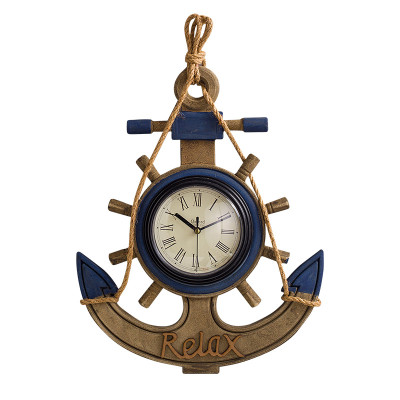 Nautical Anchor and Boat Wheel Wall Clock