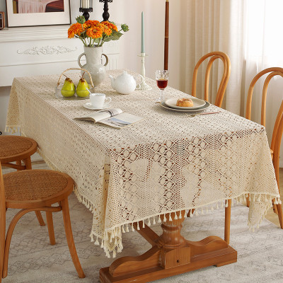 Vintage Biege Lace Rectangular Tablecloth