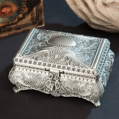 Engraved Pewter Trinket Jewelry Box