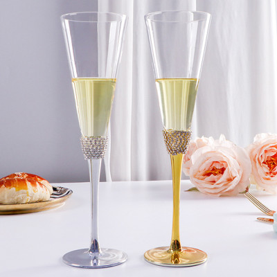 Champagne Trumpet Flutes Set in Silver and Gold
