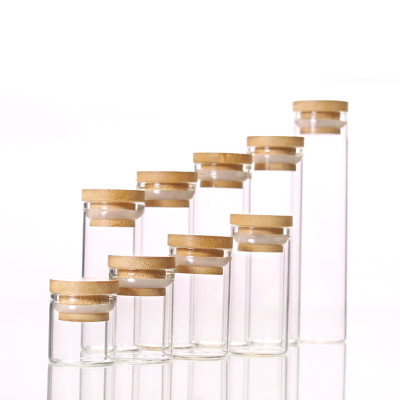 Small Glass Bottles with Bamboo Lid (12 Count)