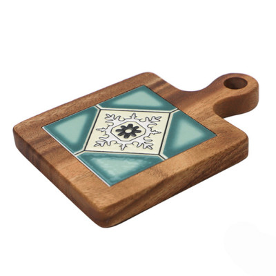 All-Purpose Ceramic Tile And Acacia Wood Serving Board