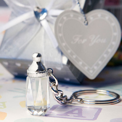 Mini Crystal Baby Bottle Keychain New Baby Birthday Shower Favor