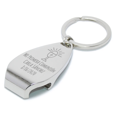 Personalized Silver Keychain Bottle Opener Favor for Parties and Holidays